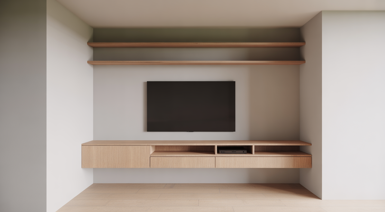 Modern bespoke media wall design in a UK living room