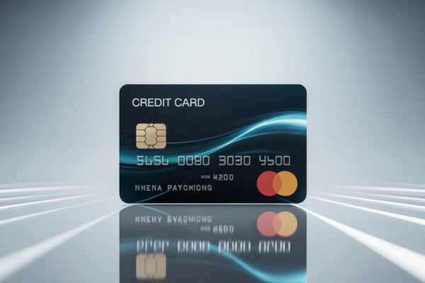 Photorealistic image of a modern credit card representing UPI credit card payment concept on a clean white background