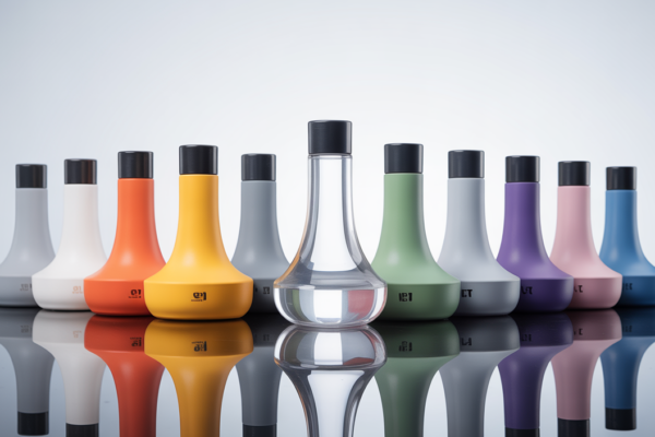 High-quality photograph of Alaska PET preforms displaying different colors and neck finishes against a clean white background