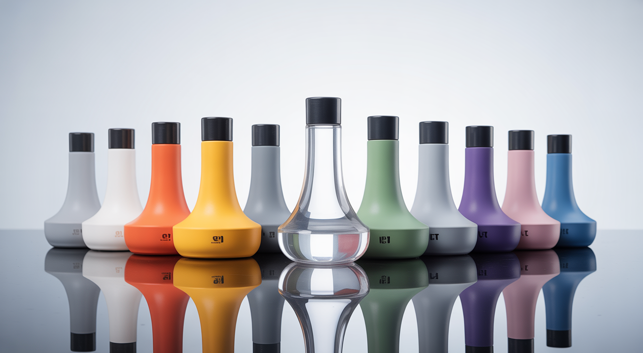 High-quality photograph of Alaska PET preforms displaying different colors and neck finishes against a clean white background